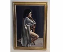 John Luce Lockett, signed, oil on canvas, "Turning Away" 55 x 34cms