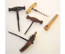 Box containing five assorted vintage corkscrews