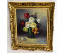 Ramon Simarro Oltra, signed modern oil on canvas, Still Life of flowers, 54 x 45cms; Provenance: