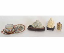Collection of Chinese/Japanese ceramics including two models of Buddhas, one in ivory, one in