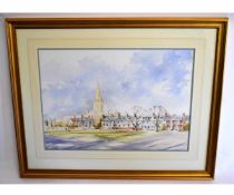 J Chisnall, signed watercolour, Cathedral Close, Norwich, 50 x 70cms