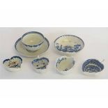Collection of English porcelain including fluted tea bowl and saucer, four butter boats and a