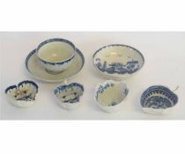 Collection of English porcelain including fluted tea bowl and saucer, four butter boats and a