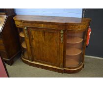 19th century walnut credenza with central inlaid panelled cupboard door, flanked either side by