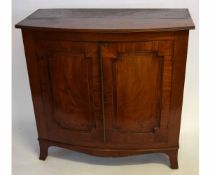 19th century mahogany bow front bookcase with two glazed doors with adjustable shelf, the base