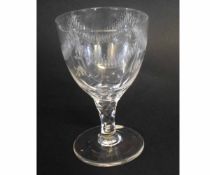 19th century rummer with etched bowl of swags with a faceted stem on a circular foot, 15cms tall