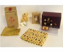 Boxed miniature Margarete Steiff golden mohair teddy bear, together with a further miniature