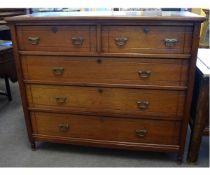 Edwardian walnut large proportion two over three full width drawer chest with reeded detail to
