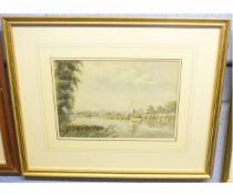 William J Coman, signed watercolour, Broads view with yacht, 16 x 24cms