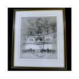 WILLIAM WALCOT, original etching, Cathedral? Interior, signed in pencil, early 20th century,