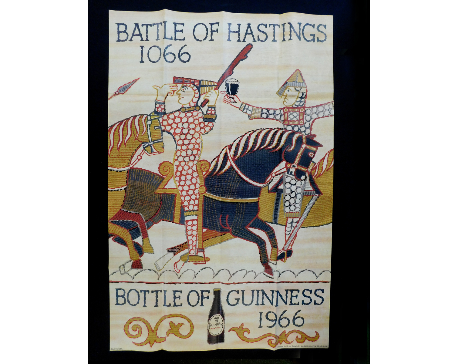 BATTLE OF HASTINGS 1066 - BOTTLE OF GUINNESS 1966, large Guinness promotional poster 1966, printed