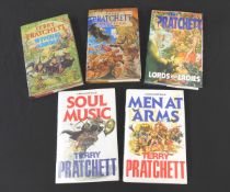 TERRY PRATCHETT: 5 titles: WITCHES ABROAD, London, Victor Gollancz, 1991, 1st edition, signed to
