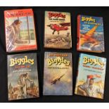 W E JOHNS: 6 titles: BIGGLES FOLLOWS ON, 1952 1st edition, original cloth, dust-wrapper; BIGGLES AND