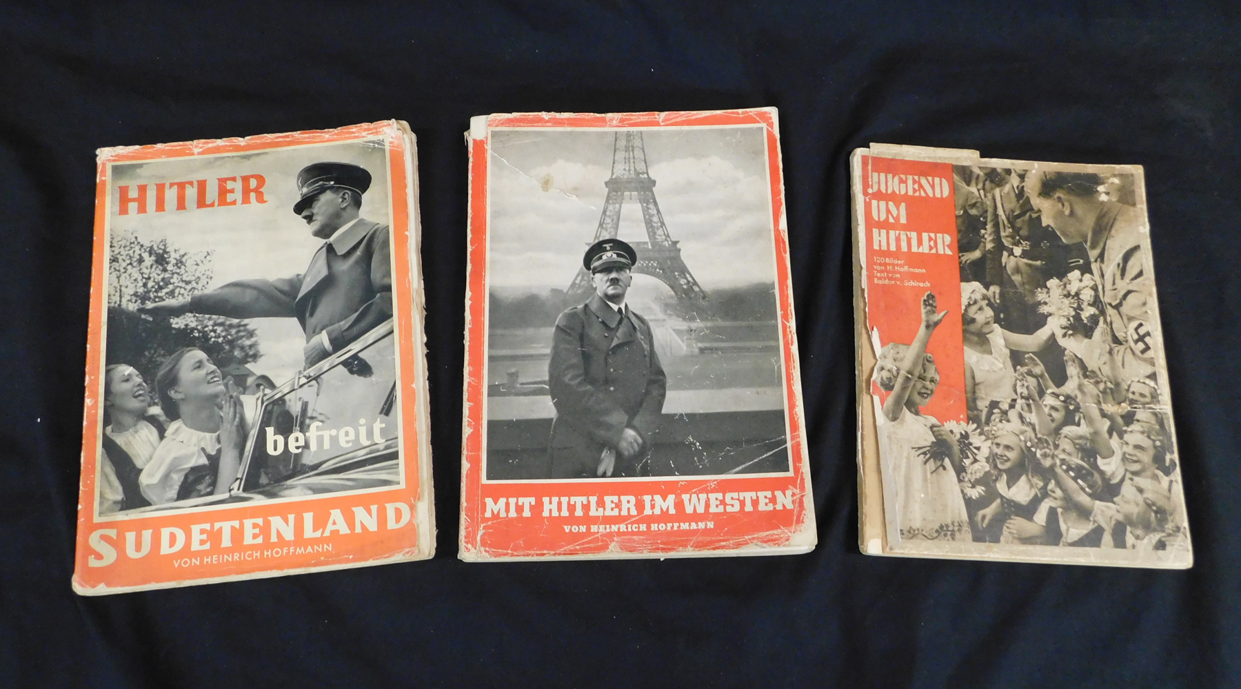 HEINRICH HOFFMANN: 3 titles: JUGEND UM HITLER, Berlin, 1935, original pictorial wraps worn and