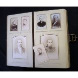 Victorian carte de visite album containing approx 32 cabinet card photographs and approx 23 cartes