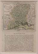 JOHN SELLER: HAMPSHIRE, engraved hand coloured map circa 1787, approx 120 x 140mm, text below and