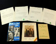 Small collection E W "Jim" Swanton OBE including two typed letters signed to a Mr N J Hand on "The
