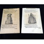 PACKET: Two 16th century wood engraved book illustrations; MULIER COLONIENSIS - HOLLANDICA FEU