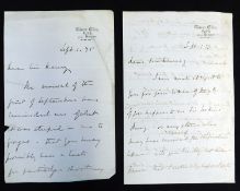 ROBERT CECIL, 3RD MARQUIS OF SALISBURY (1830-1903), 4 autograph letters signed, all to the same