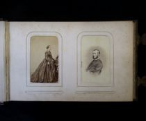Victorian carte de visite album containing approximately 50 cartes de visite, oblong, original