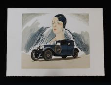 DANIEL LIBIER: HOMAGE TO THE AUTOMOBILE, 1975, set of 8 coloured lithographs, printed in an