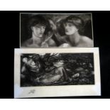 AFTER DANTE GABRIEL ROSETTI: 2 photogravures of pre-Raphaelite paintings published by The Berlin