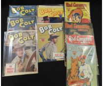 PACKET: 12 L Miller UK editions of USA Western comics: ROD CAMERON Nos 1-2, 4-8 + BOB COLT, Nos 50-