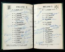 England v Ireland Rugby programme Twickenham 14th February 1970 signed by England players Keith