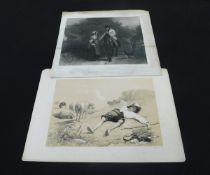 J SCOTT AFTER S JONES: THE GIPSEY'S WARNING, mezzotint, circa 1840, approx 320 x 395mm + a tinted