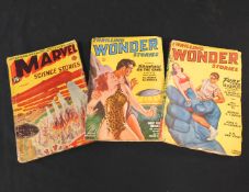 PACKET: Three Pulp magazines: MARVEL SCIENCE STORIES, New York, Western Fiction Publishing, February