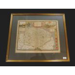 JOHN SPEED: NORFOLKE..., engraved hand coloured map [1676], approx 350 x 490mm, framed and glazed