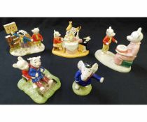 BOX of three Royal Doulton limited edition Rupert the Bear figure groups RUPERT AND THE KING,