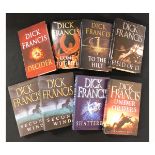 DICK FRANCIS: 8 titles: (7 of the 8 signed/signed and inscribed to Tim Peters, formerly the race