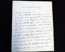 GARNET WOLSELEY, 1ST VISCOUNT WOLSELEY (1833-1913), autograph letter signed, 4 autograph pages,