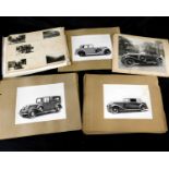 Collection approx 30 mounted photographs of luxury automobiles circa 1920s/1930s including Rolls