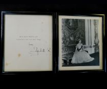 Queen Elizabeth, The Queen Mother (1900-2002), signed Christmas card circa 1953, separated into