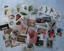 Packet containing quantity of mainly late 19th/early 20th century greetings cards + 2 DONALD