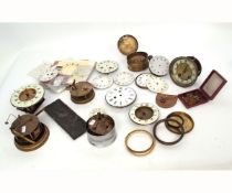 Mixed Lot: quantity of various French circular and rectangular brass movements, case parts, dials