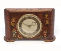 Mid-20th century mahogany and lacquer detail mounted timepiece, retailed by Tarratt - Leicester, the