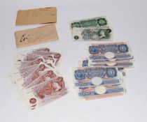 Mixed Lot: Great Britain 1940/48 Peppiat £1 blue bank notes (25 consecutive numbers A37D285476-