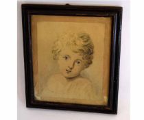 19th century English School, pencil and watercolour, Portrait of a young child, 20 x 17cms
