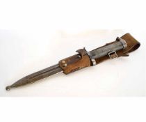 Swedish model 1896 knife bayonet, 7/18 No 161, together with a stitched and riveted leather frog,