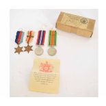 WWII group of four comprising 39-45 Star, Africa Star with 8th Army clasp, Defence Medal and 34-45