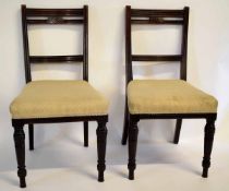 Set of six simulated rosewood ladder back dining chairs