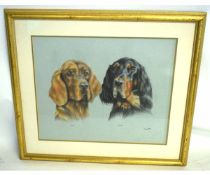 Sheena McCall, signed and dated 1990, pastel, Double dog portrait "Sacha" and "Bramble", 46 x 57cms