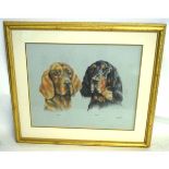 Sheena McCall, signed and dated 1990, pastel, Double dog portrait "Sacha" and "Bramble", 46 x 57cms