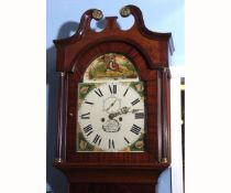 Mid-19th century oak and mahogany cross-banded 8-day longcase clock, Tho Poundall - Hedon, the