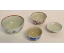 Collection of four Chinese bowls with polychrome designs, largest 11cms (4)