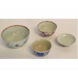 Collection of four Chinese bowls with polychrome designs, largest 11cms (4)