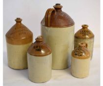 Small collection of various stoneware vessels includes one Doulton example marked "W E Dipple,